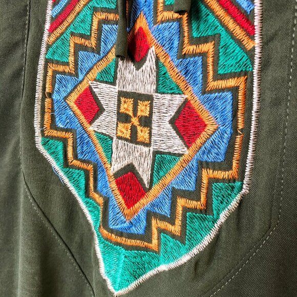 Maxi boho flounce sleeve embroidery applique drop waist flounce sleeve dress - Picture 7 of 15